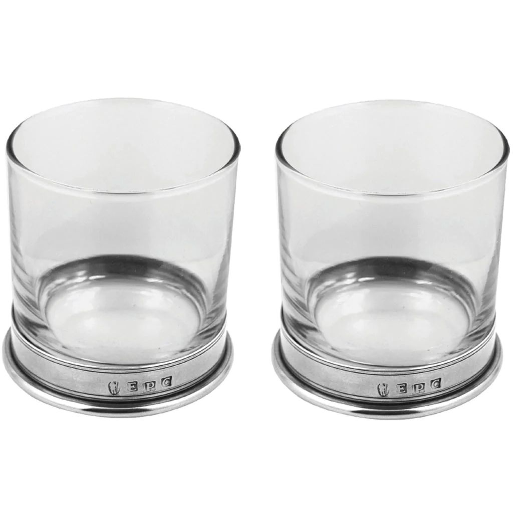 11OZ VOGUE PEWTER WHISKY GLASS TUMBLER SET OF 2 W. Carter and Son
